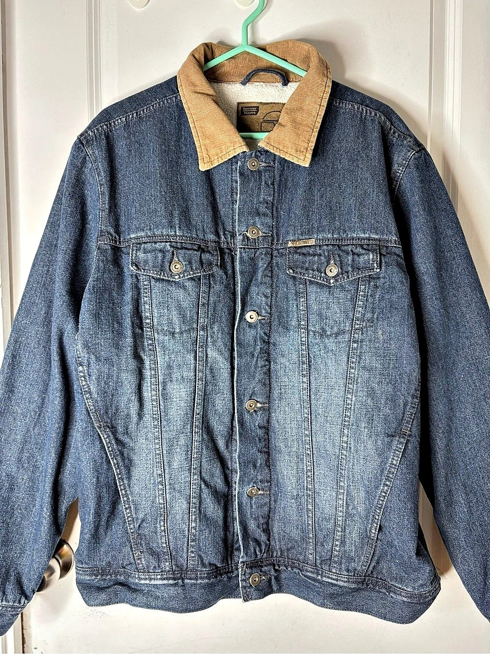 vintage denver hayes sherpa lined corduroy collar denim jacket ⢠xl
